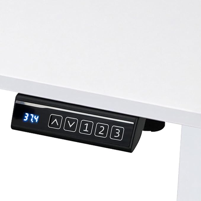 Techni Mobili 48” W Electric Standing Desk, Height Adjustable Sit-to-Stand Desk with 3 Memory Presets and Dual Accessory Hooks, Computer Workstation for Home or Office (White)