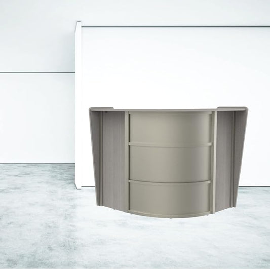 Linea Italia ZUD293 Corner Modern Office Reception Desk with Counter, Tool-Free Assembly, Reception Counter for Lobby, Salon, 48" x 48", Gray/Ash