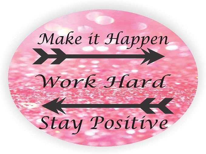 Sam Sandor - Make it Happen - Work Hard Stay Positive Pink - Round Mouse Pads, Mousepads, Mouse Mats