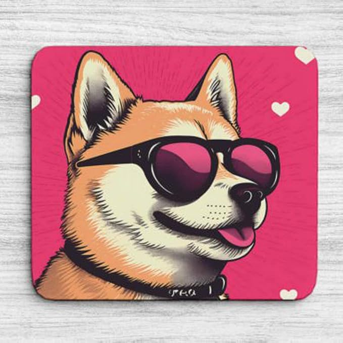 Pink Mousepad Glamour Dog Shiba Inu Mouse Pad for Home Office Gaming Working Desk Computer Desktop Accessories Non-Slip Rubber Mousepad for Dog Lovers Corgi