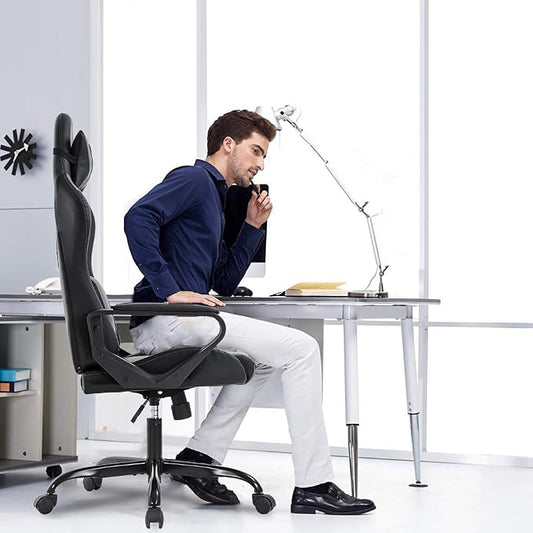 BestOffice High-Back Gaming Chair PC Office Chair Computer Racing Chair PU Desk Task Chair Ergonomic Executive Swivel Rolling Chair with Lumbar Support for Back Pain Women, Men,Blue