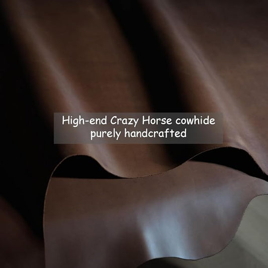 Mouse Pad- Premium Full Grain Genuine Genuine Leather-Handmade with Cowhide Crazy Horse Leather- Suitable for Working from Home or in the Office-Square 9.8x9.8in -Vintage Brown