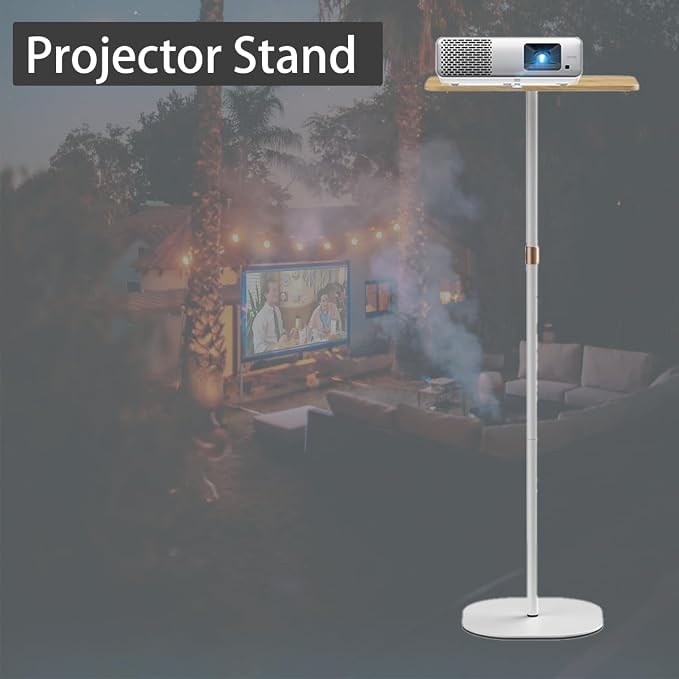 Small Laptop Standing Desk, 18โH - 46โH Adjustable Height Pedestal Side Table with Wooden Top, Portable Tall End Table, Stand-Up Desk for Bedside, Couch, Sofa, Living Room, Bedroom, Home Office, White
