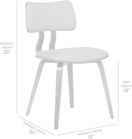 Armen Living Jaguar Mid-Century Dining Chair in Walnut Wood and Green Fabric - Set of 2