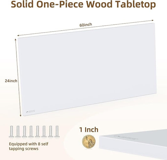 Universal Solid One-Piece Wood Table Top, 60"x24"x1" Workbench Top - Rectangular Particle Board for Standing Desk, Home Office Desk Countertop DlY, Washer Dryer, Coffee, Bar Tabletop