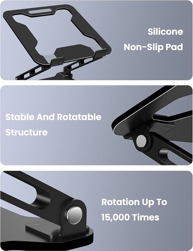 LOXP Adjustable Laptop Stand for Desk, Metal Foldable Laptop Riser Holder, Portable Ventilated Cooling Desk Book Shelf, Ergonomic Computer Notebook Stand Compatible with 10-15.6" Laptops