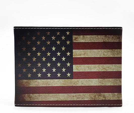 Pen Holder, Rectangle Vintage Pencil Holder with 2 Compartments, PU Leather Art Remote Control Holder Organizer Storage for Desk Accessory (American Flag)