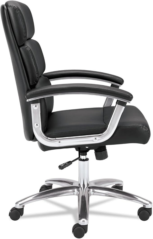 basyx by HON Executive Task Chair - Mid Back Leather Computer Chair for Office Desk, Black (VL103)