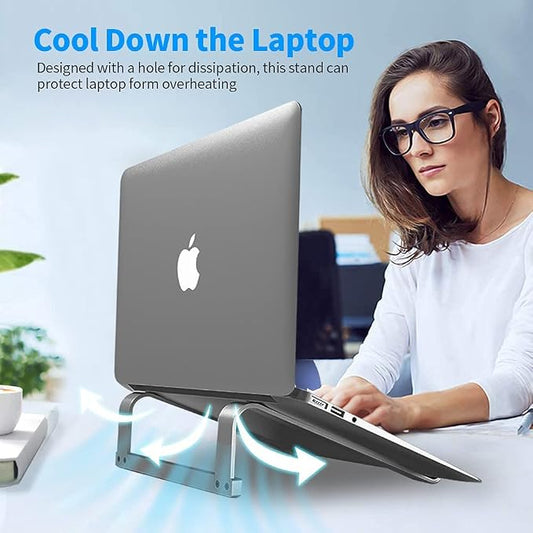 LENRUE Laptop Stand for Desk,Stable MacBook Pro Stand,Ergonomic Aluminum Computer Riser for 12 13 15 16.2 inch ,Computer Cooling Stand for Mac MacBook Pro Air,HP, Dell, More PC Notebook (Space Gray)