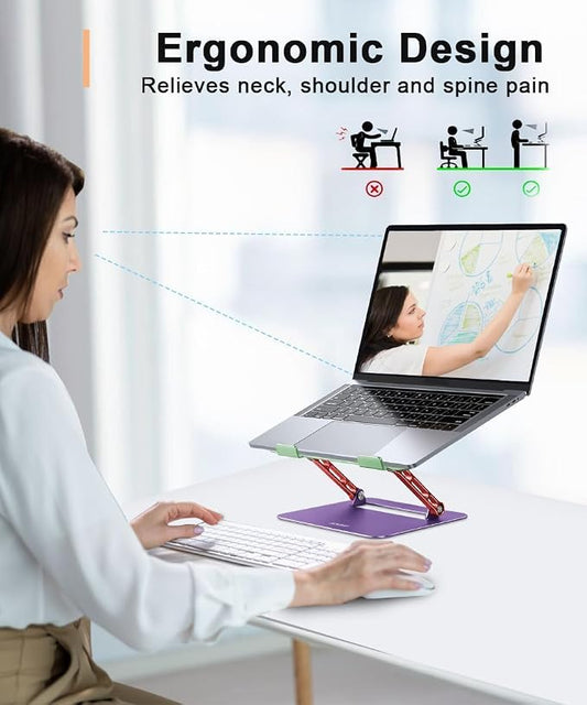 Aoviho Laptop Stand for Desk-Adjustable Laptop Stand Holder -Foldable Notebook Computer Stands for MacBook Air Pro HP Lenovo Dell Samsung Chromebook, 10-15.6 inch, Mixed Color