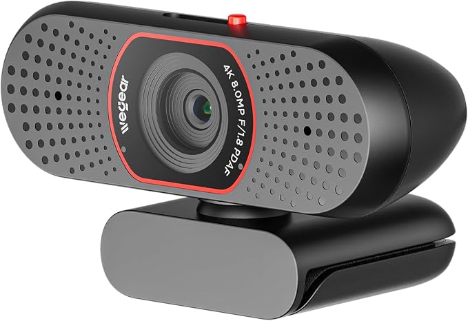 wegear 4K Webcam for PC, USB-A Computer Camera with Sony 1/2.55'' Sensor, 4K@30FPS & 1080P@60FPS, PDAF Autofocus, Dual Noise-Canceling Mics, Privacy Cover, 73° FOV for Meetings, Streaming & Gaming
