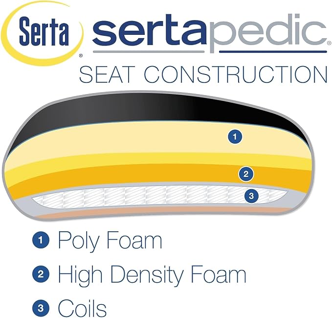SertaPedic Cosset Big and Tall Executive Chair, Supports Up to 400 Lb, 19" to 22" Seat Height, Black Seat/Back, Slate Base