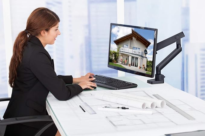 Mount-It! Single Monitor Arm Desk Mount for 24-32 Inch Computer Monitor, Full Motion Aluminum Mount, VESA 75x75 100x100, Holds up to 17.6 lbs, Cable Management, C-Clamp and Grommet Base, Black