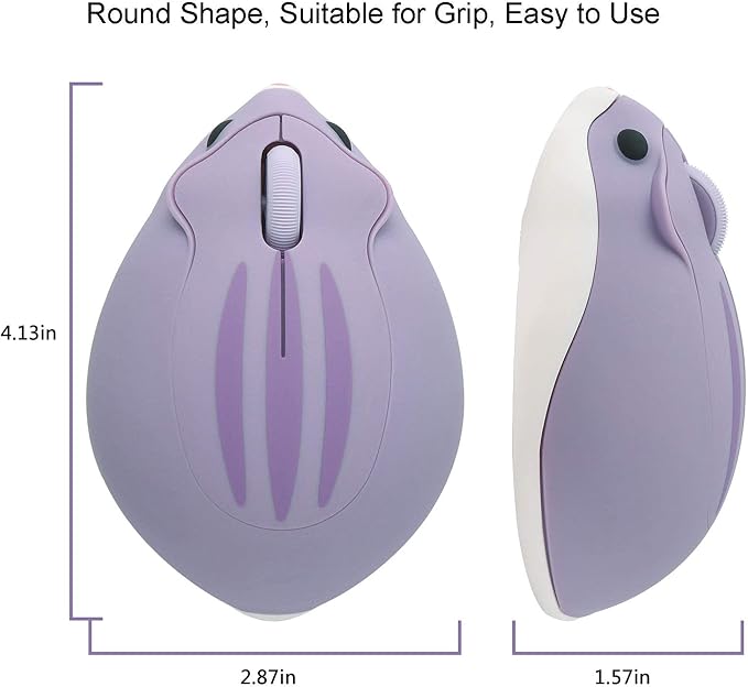 CHUYI Cute Hamster Wireless Silent Mouse Cartoon Portable Travel Mute Mouse 1200DPI Optical Cordless Quiet Animal Mice for Computer Laptop PC Gift (Purple)