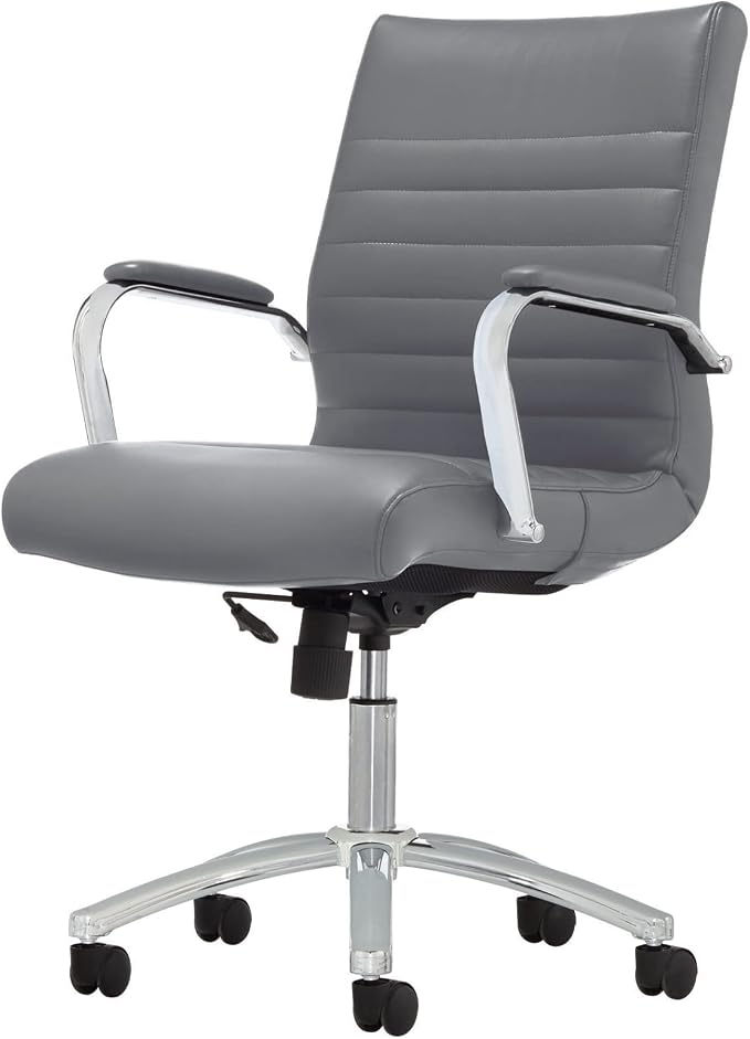 Realspace® Modern Comfort Series Winsley Bonded Leather Mid-Back Chair, Gray