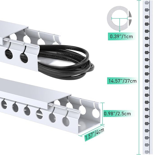 ENONCI Updated White Cable Raceway Kit, 155(10x15.5) inch Open Slot Wire Covers for Cords, Cable Management System to Hide Under Desk/TV/Computer/Net/Power Cords(Pack 10)