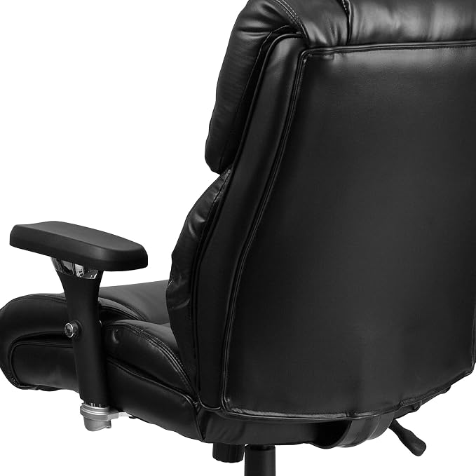 Flash Furniture Hercules Series 24/7 Intensive Use LeatherSoft Swivel Office Chair, Ergonomic High-Back Executive Chair with Padded Seat/Arms, Black