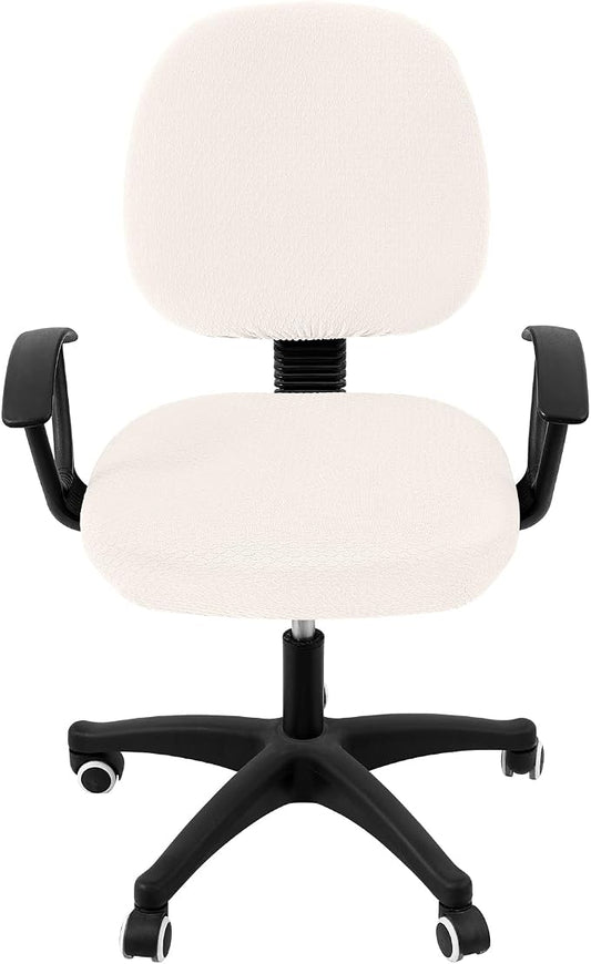 Smiry Stretch Jacquard Office Computer Chair Covers, Removable Washable Universal Desk Rotating Chair Slipcovers Protector, Seat + Backrest Cover, Ivory