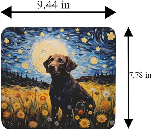 Tubbie Prints Starry Night Dog Mouse Pad for Computer Laptop Home Office Gaming Working Desk Desktop Accessories Non-Slip Rubber Mouse Pad for Dog Lovers (Labrador)