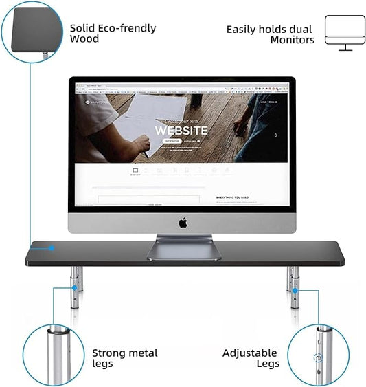 suptek Dual Monitor Stand Riser,Large Monitor Laptop Stand Riser 3 Adjustable Heights Computer Stand for Laptop, Printer, Notebook(MST016L)