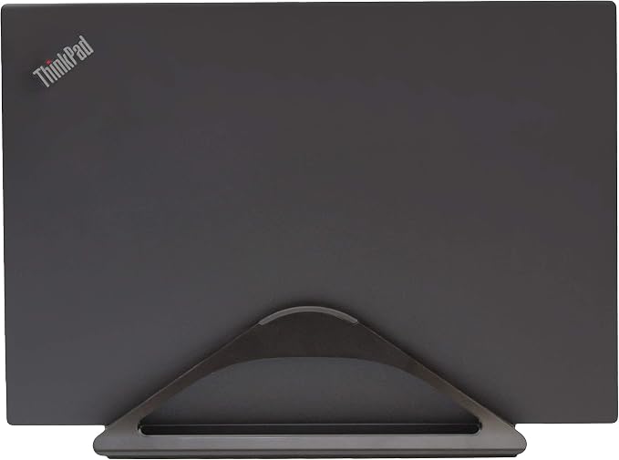 HumanCentric Vertical Laptop Stand for Desks in Matte Black, Upright Adjustable Holder to Dock Apple MacBook Stand, and Other Laptops to Organize Work & Home Office, Automatic Grip