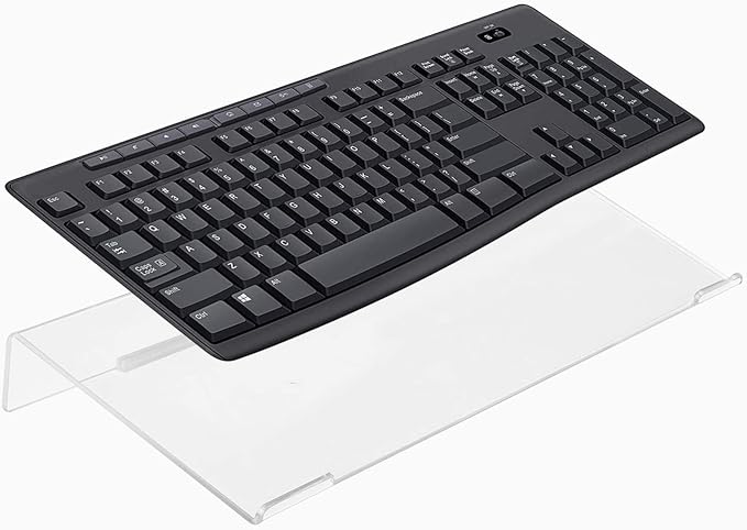 WINKINE Computer Keyboard Stand, Clear Acrylic PC Keyboard Holder Stand Tilted Computer Keyboard Stand, Keyboard Riser for Ergonomic Easy Typing, Keyboard Stand for Office Desk, Home, School