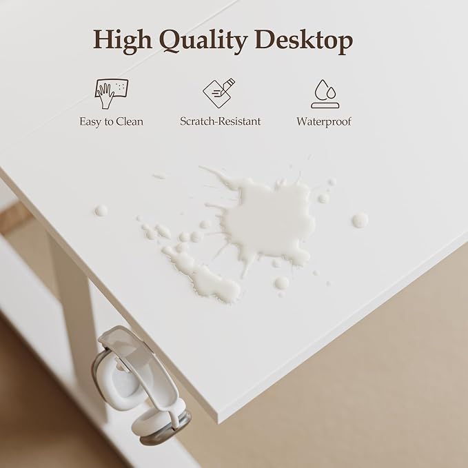 Klicelor 40 Inch Electric Standing Desk, Height Adjustable Office Desk, Sit Stand Up Computer Desk with Memory Preset, Two-Piece Desktop, White