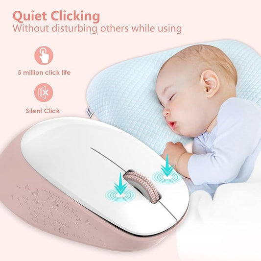 LeadsaiL Wireless Mouse, 2.4G Silent, USB, 3 Buttons, 1600 DPI, White, Ambidextrous, 5m Range, 1 AA Battery, Windows 10/8/7/Mac/Linux Compatible