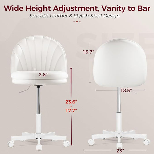 GTPLAYER Small Ergonomic Tall Office Chair, Computer Desk Chair with Wheels Versatile Height Use: Office to Bar Stools (or Standing Desk), Vanity Chair with Back PU Leather Shell Design for Gift