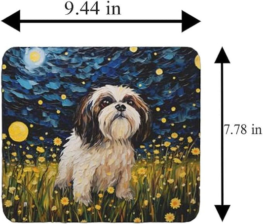 Tubbie Prints Starry Night Shih Tzu Dog Mouse Pad for Computer Laptop Home Office Gaming Working Desk Desktop Accessories Non-Slip Rubber Mouse Pad for Dog Lovers (Shih Tzu)