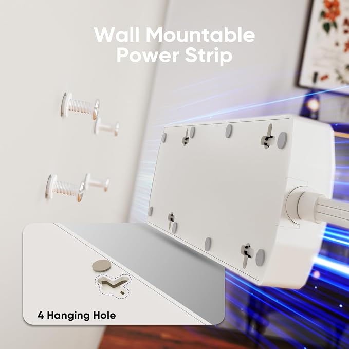 2 Prong Smart Power Strip, Yozisital 2 Prong to 3 Prong Outlet Adapter, 5FT Flat Plug Extension Cord with 8 Outlets 4 USB Ports for Home Office.