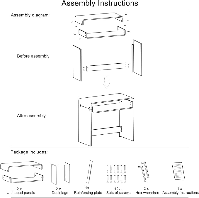Acrylic Office Desk, Modern Laptop Writing Study Table with Open Storage, Transparent Console Entryway Table, 33.5" L x 15.8" W x 29.5" H, for Home, Bedroom (Clear)