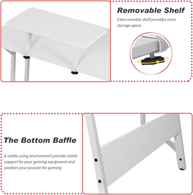 PayLessHere L Shaped Desk Corner Gaming Desk Computer Desk with Large Desktop Studying and Working and Gaming for Home and Work Place,White