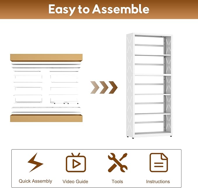 UNICOLY 5 Tier White Bookshelf, 55" H Tall Bookshelf with 5 Storage Shelves, Heavy Duty Deep Shelves, Open Shelf Bookcase with 5 Bookends, Modern Display Shelves for Books, Toys, CD, W23×D10“