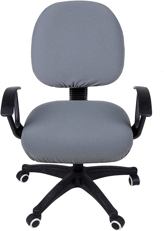 Smiry Stretch Jacquard Office Computer Chair Covers, Removable Washable Universal Desk Rotating Chair Slipcovers Protector, Seat + Backrest Cover, Grey