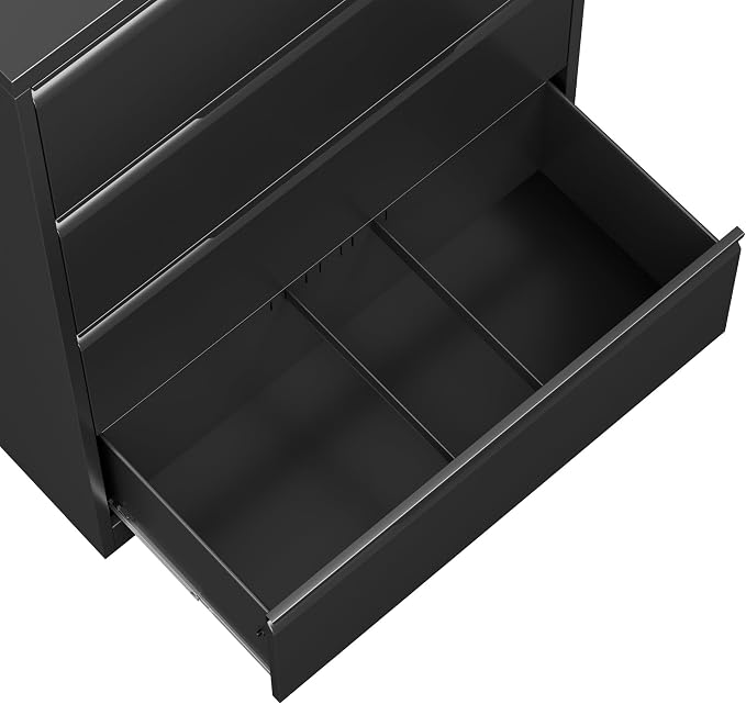 3 Drawer Lateral File Cabinet with Lock, Heavy-Duty Metal Filing Cabinet for Home Office, Steel Storage Compatible with Hanging Files Letter/Legal/F4/A4 Sizes, Black