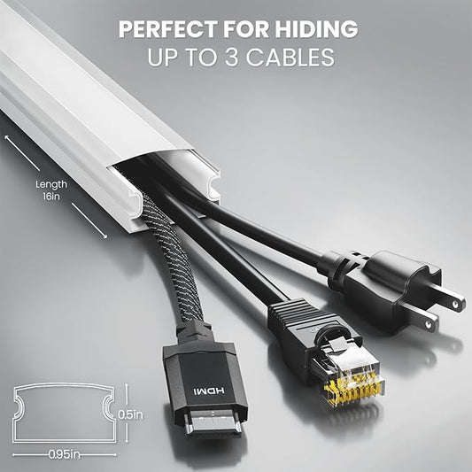 EVEO Cord Hider - 300” Cord Cover Wall Cable Hider, Cable Concealer, Wire Hiders for TV on Wall. Cable Management, Cord Hider Cable Raceway Wire Covers for Cords (Black, Medium)
