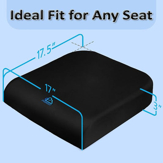 Memory Foam Seat Cushion, Ergonomic Office Chair Cushion for Back, Coccyx, Sciatica & Tailbone Pain Relief and Pressure Relief – Ideal for Car Seat, Wheelchair, Stadium & Recliner, Extra Cover (Gray)