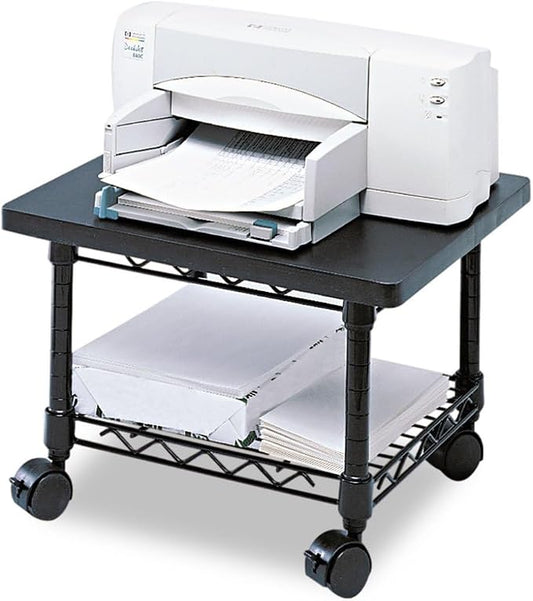 Scranton & Co Under-Desk Printer/Fax Stand, Steel Frame, Laminate Top, Gray Finish, 19"w x 16"d x 13.5"h, Mobile Dual-Wheel Casters, 100 lb Shelf Capacity, Space-Saving Design for Home or Office Use