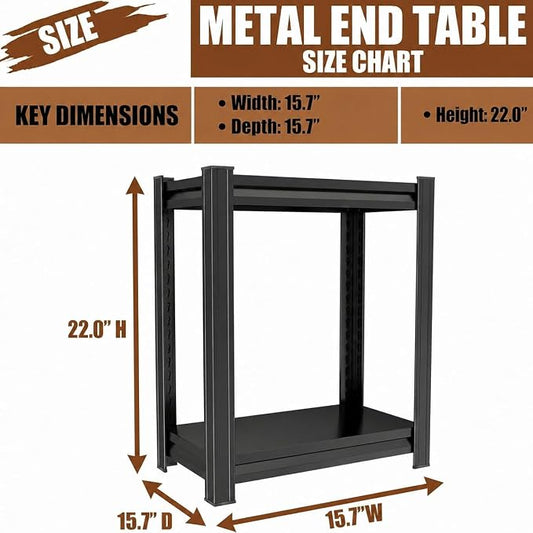 2 Tier Metal Bookshelf, Adjustable Tall Bookcase, Heavy Duty 1200 LBS Modern Deep Book Shelf, Bolt-Free Storage Shelves for Living Room, Home Office, Garage, 15.7" W x 15.7" D x 22.0" H