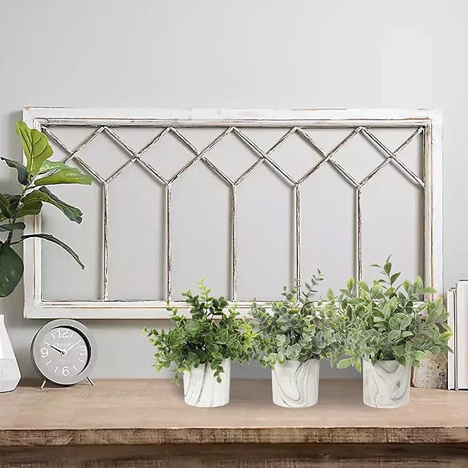 Hollyone Mini Artificial Potted Plants Fake Plants in Marble Pots, 3Pcs Plastic Eucalyptus Greenery Faux Plants for Home Office Desk Room Centerpiece Shelf Décor