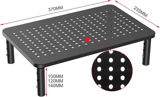 suptek Monitor Stand Riser for Computer,Laptop,Printer, Notebook and All Flat Screen Display with Vented Metal Platform,3 Height Adjustable Laptop Riser,2 Pack,Black(MST003-2)