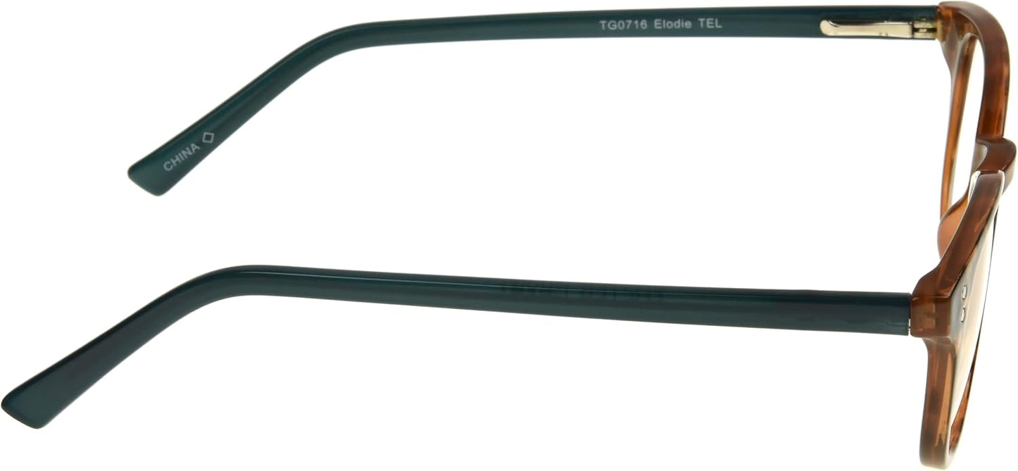 Foster Grant Women's Elodie Round Reading Glasses, Brown Tortoise/Transparent, 59 mm + 1