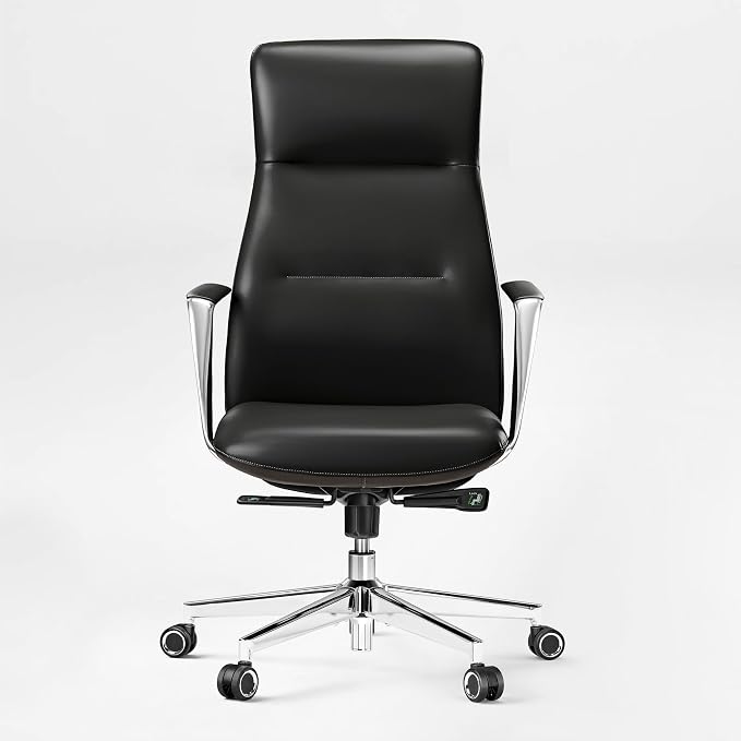 EUREKA ERGONOMIC Royal Slim Executive High Back Black Leather Office Chair, Home Desk Chair for Adults, Big and Tall with Wheels, Swivel Rolling