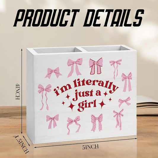 Pink Girly Office Decor Preppy Coquette Room Decor for Girl Women Daughter Pink Pen Holder for Desk Girl Room Workplace Library desk decor Holder2830
