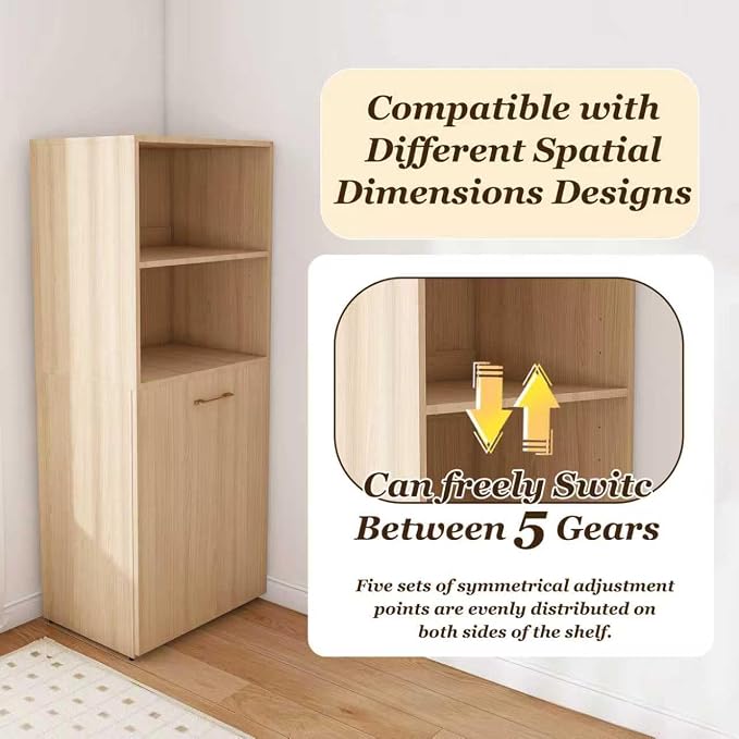 Foldable Expandable Desk Cabinet with Storage Shelves, Rolling Caster Base, Magnetic Closure, Retractable Workstation Unit for Small Spaces, Home Office Study Writing Table Organizer (Natural Wood)