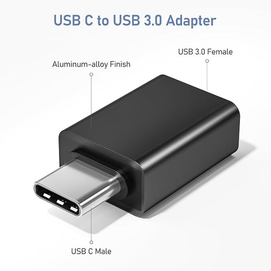 Basesailor USB C to USB Adapter 3Pack,USB C Male to USBA 3.0 Female Adapter,Type C Thunderbolt 4 OTG Converter for Apple MacBook Pro,iPad Air,Microsoft Surface Go,Samsung Galaxy S26,iPhone 17 17e 16