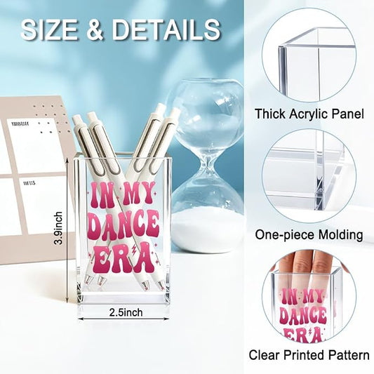 In My Dance Era Acrylic Cosmetic Holder, Funny Makeup Brush Holder Gifts for Dancer Cheer Leader Women Girls, Bathroom Vanity Organizer for Make up Brushes, Dance Team Coach Gifts