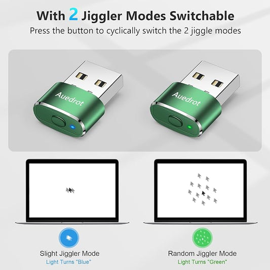 Auedrot USB Mouse Mover with Switch Button, Automatic Mouse Jiggler with 2 Modes, Plug & Play, Keep Computer/Laptop Awake, Green