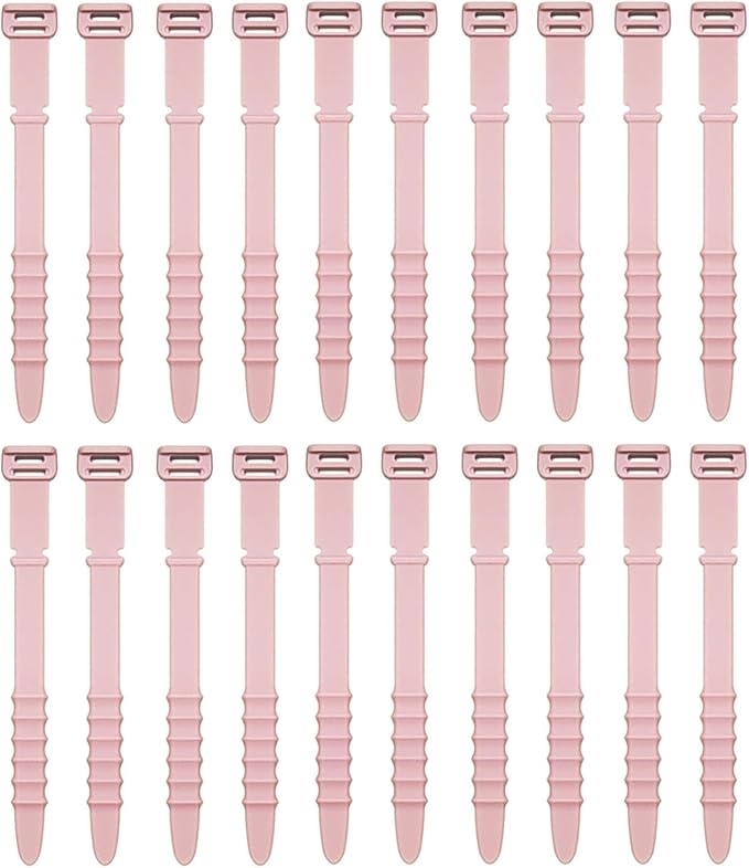 Reusable Silicone Zip Ties Cord Organizer: Silicone Cable Ties Straps for Cable Management - 20PCs 4.5” Pink Elastic Wire Cord Organizer for Home Office and Travel